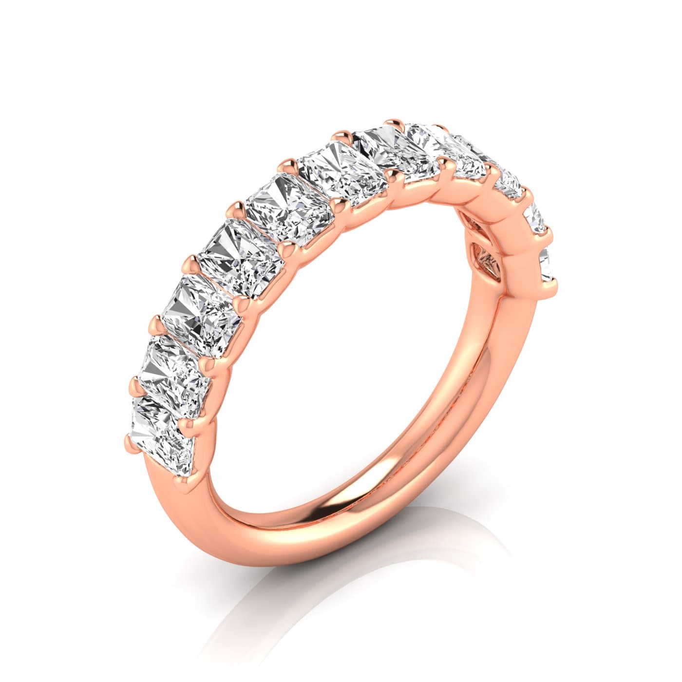 1/2 Spread Radiant Diamond Wedding Band (2 3/4 ct. tw.), Front view in rose gold