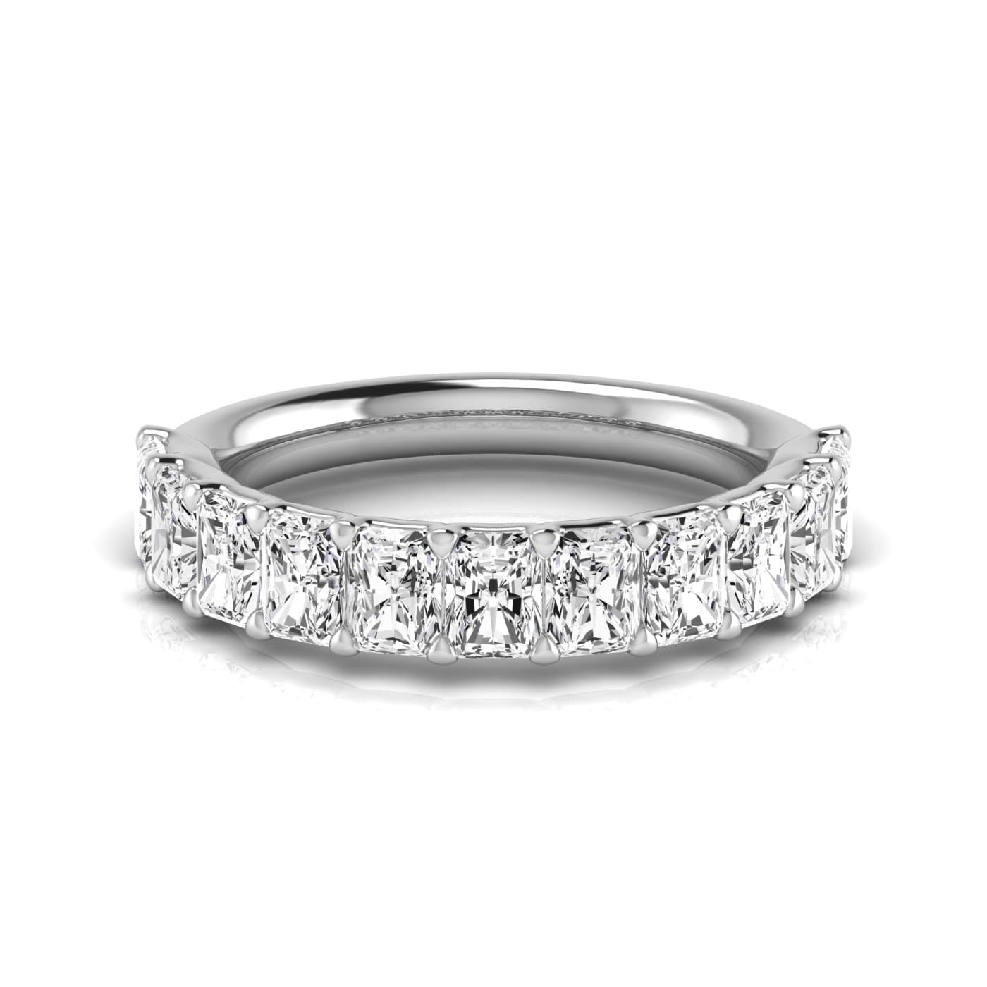 1/2 Spread Radiant Diamond Wedding Band (2 3/4 ct. tw.), Side view in white gold or platinum