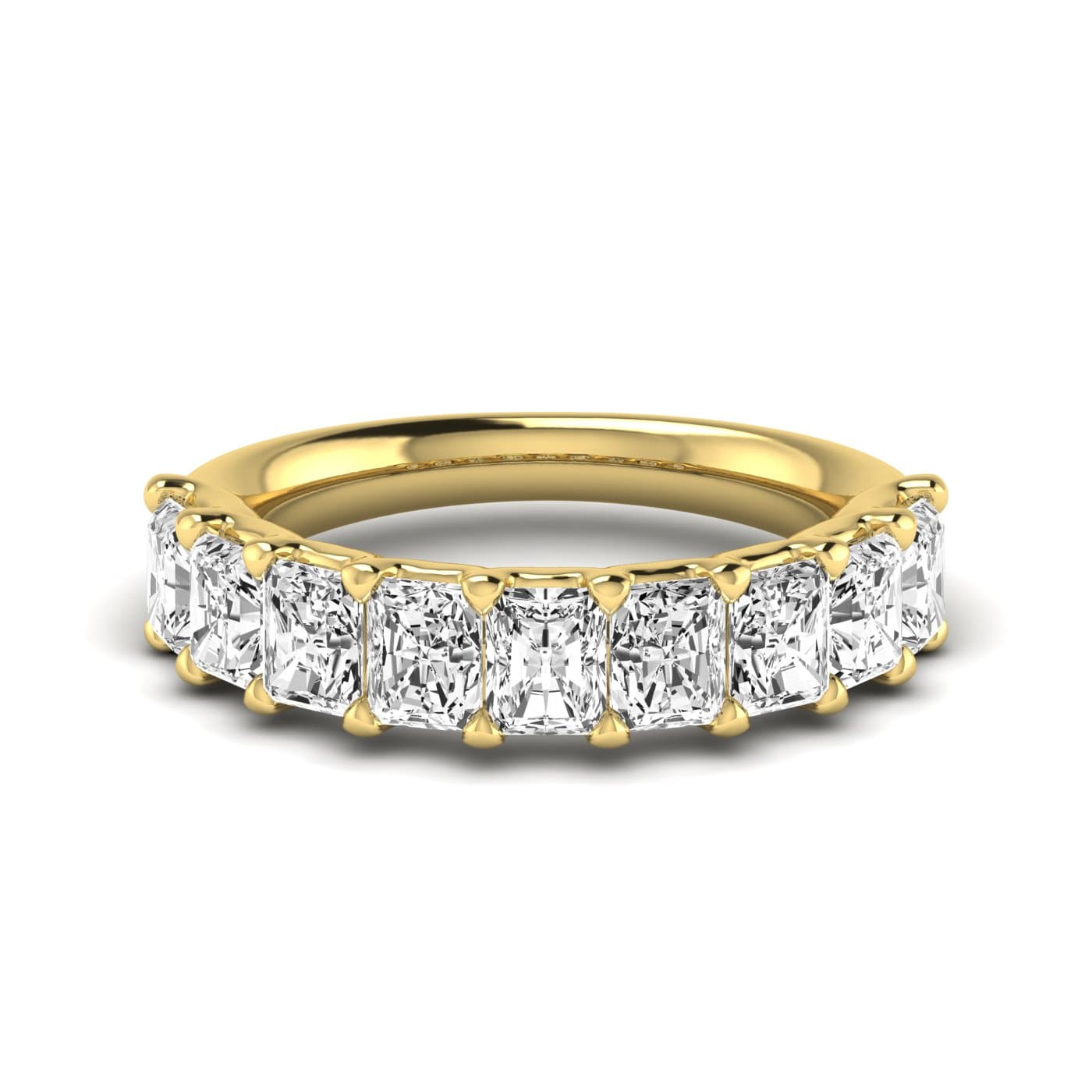 1/2 Spread Radiant Diamond Wedding Band (2.97 ct. tw.), Side view in yellow gold