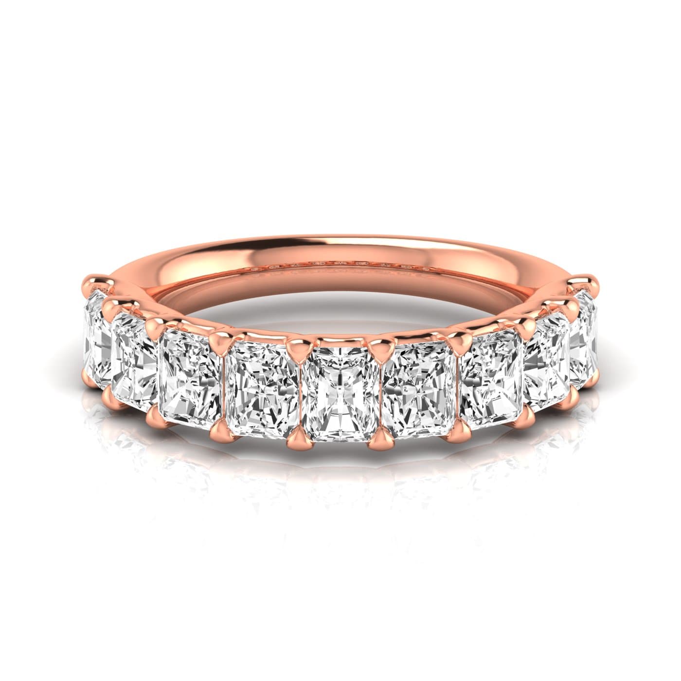 1/2 Spread Radiant Diamond Wedding Band (2.97 ct. tw.), Side view in rose gold