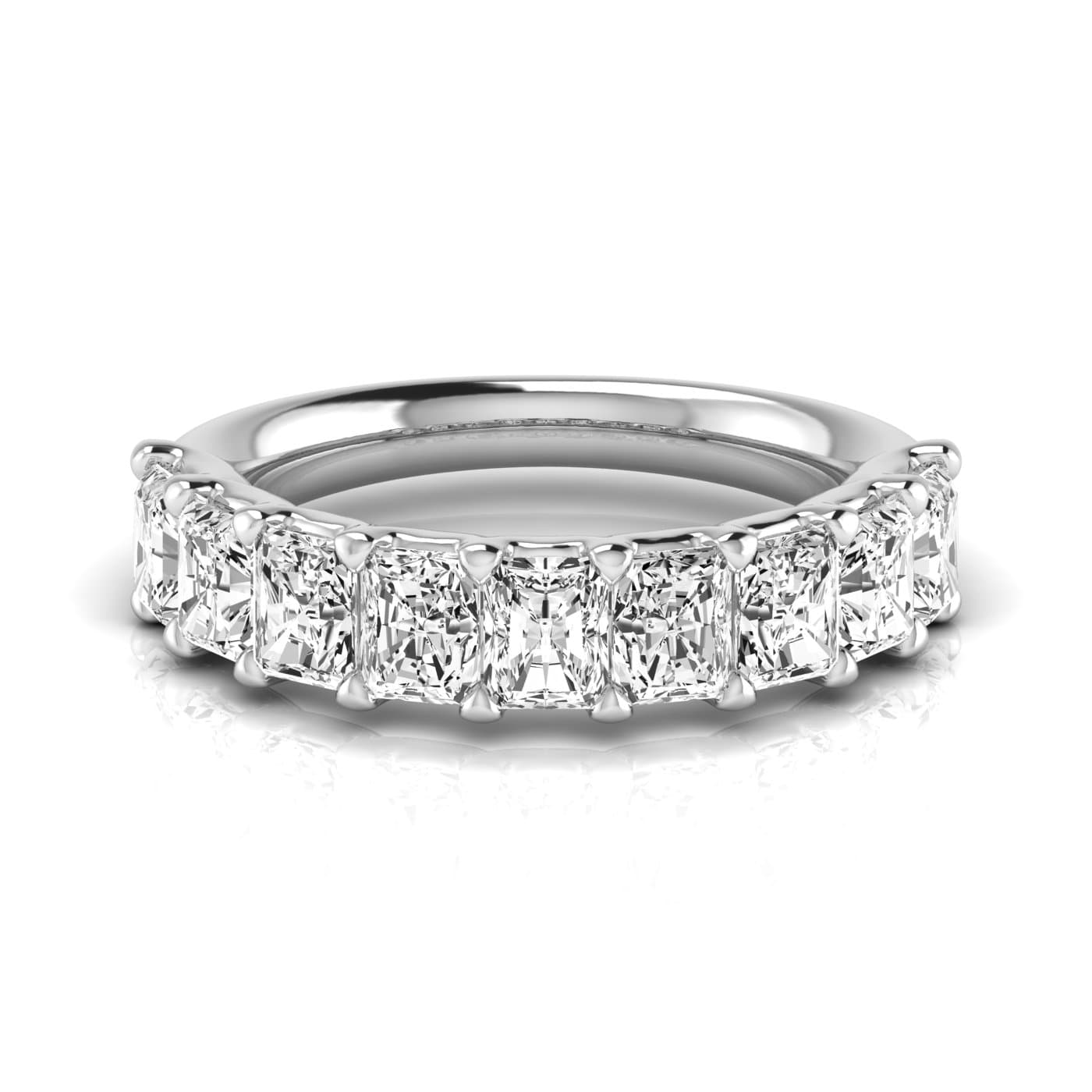 1/2 Spread Radiant Diamond Wedding Band (2.97 ct. tw.), Side view in white gold or platinum