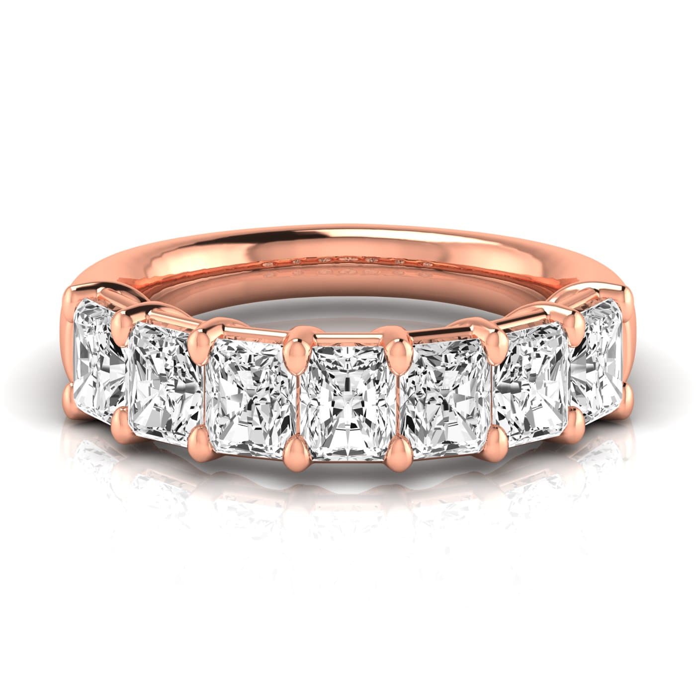 1/2 Spread Radiant Diamond Wedding Band (3 1/2 ct. tw.), Side view in rose gold
