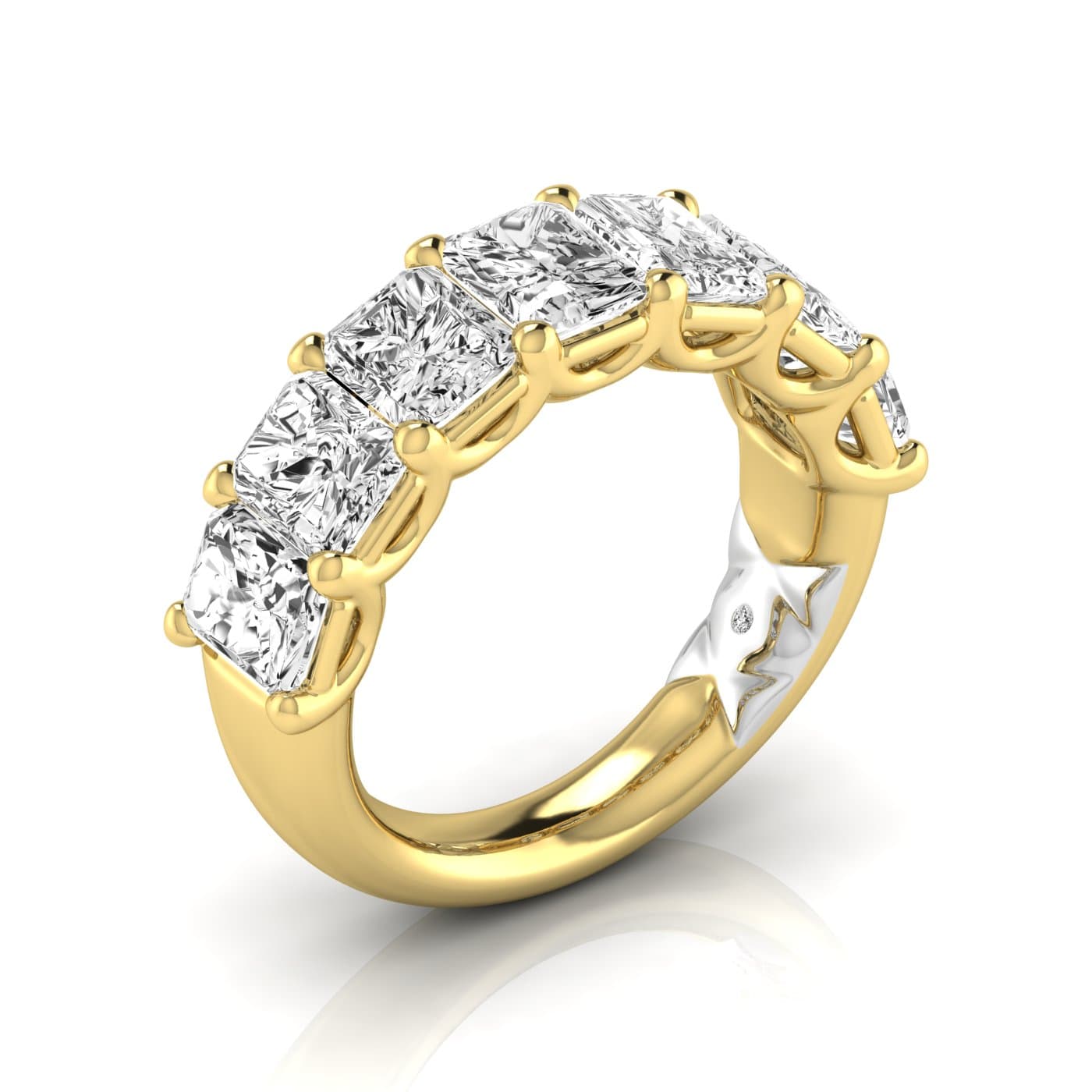 1/2 Spread Radiant Diamond Wedding Band (5 1/4 ct. tw.), Front view in yellow gold