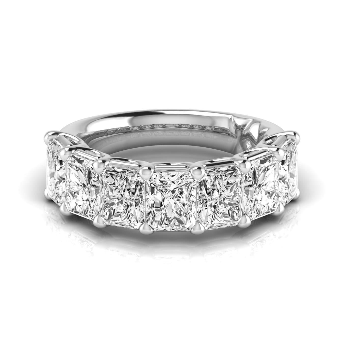 1/2 Spread Radiant Diamond Wedding Band (5 1/4 ct. tw.), Side view in white gold or platinum