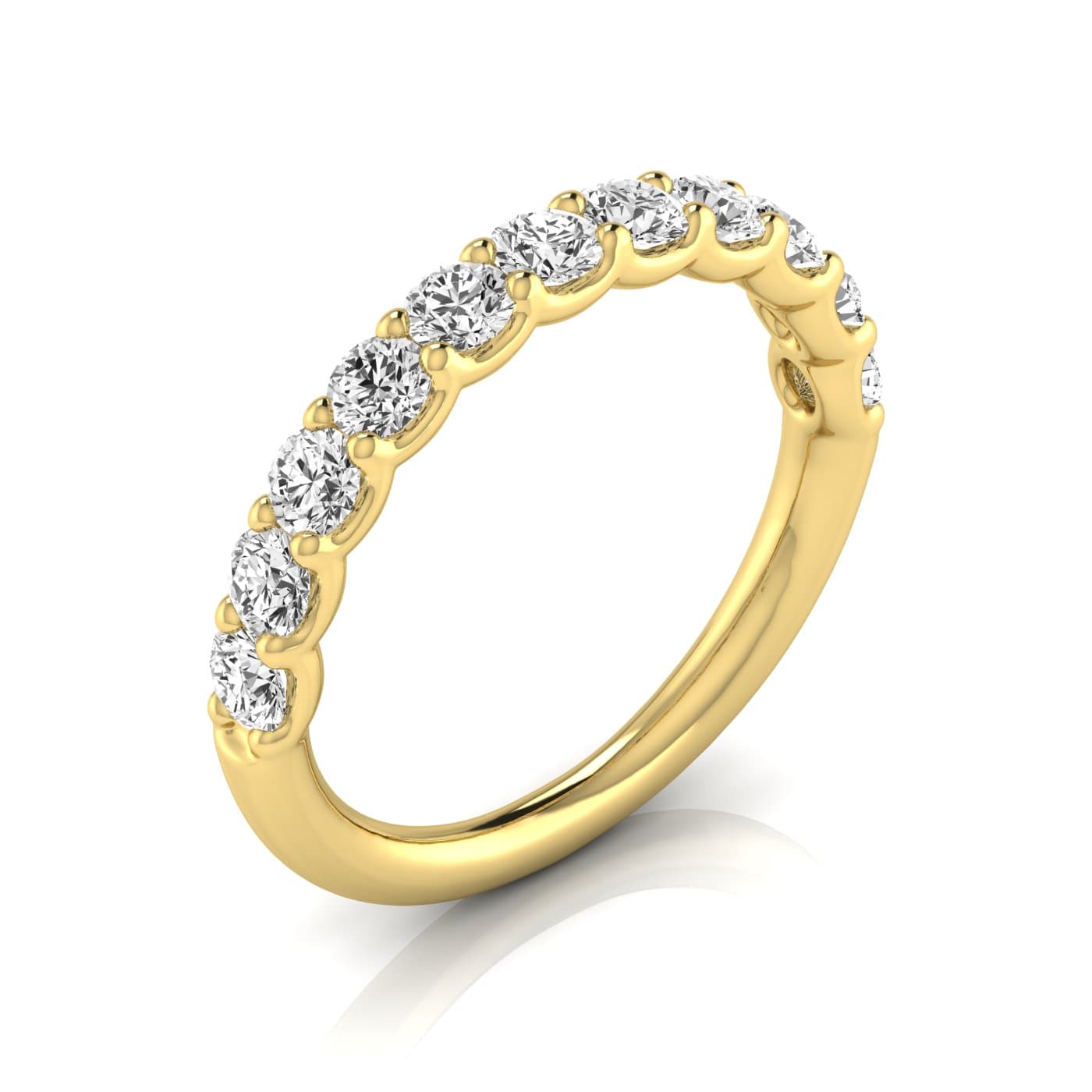 1/2 Spread Round Diamond Wedding Band (1.1 ct. tw.), Front view in yellow gold