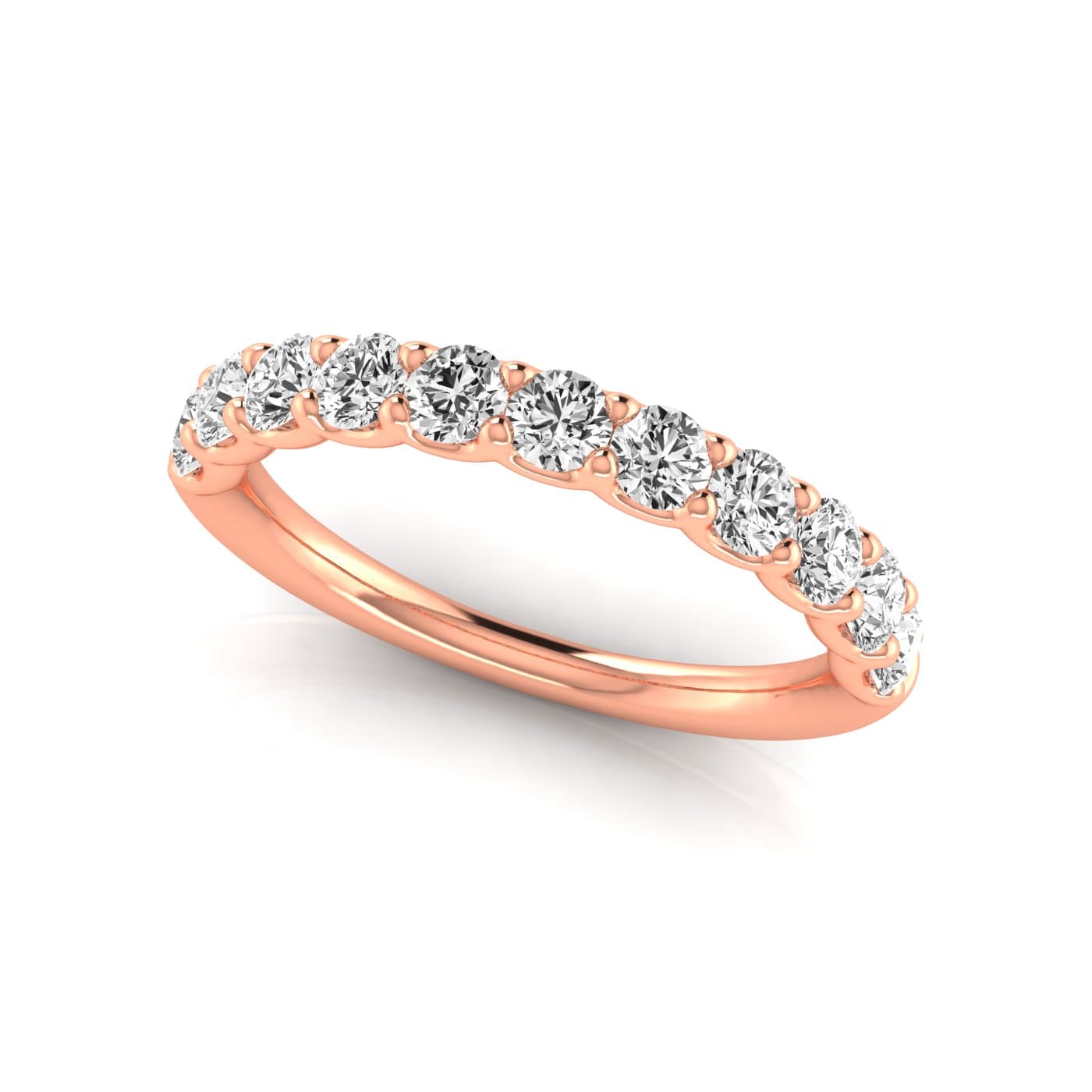 1/2 Spread Round Diamond Wedding Band (1.1 ct. tw.), On hand view in rose gold