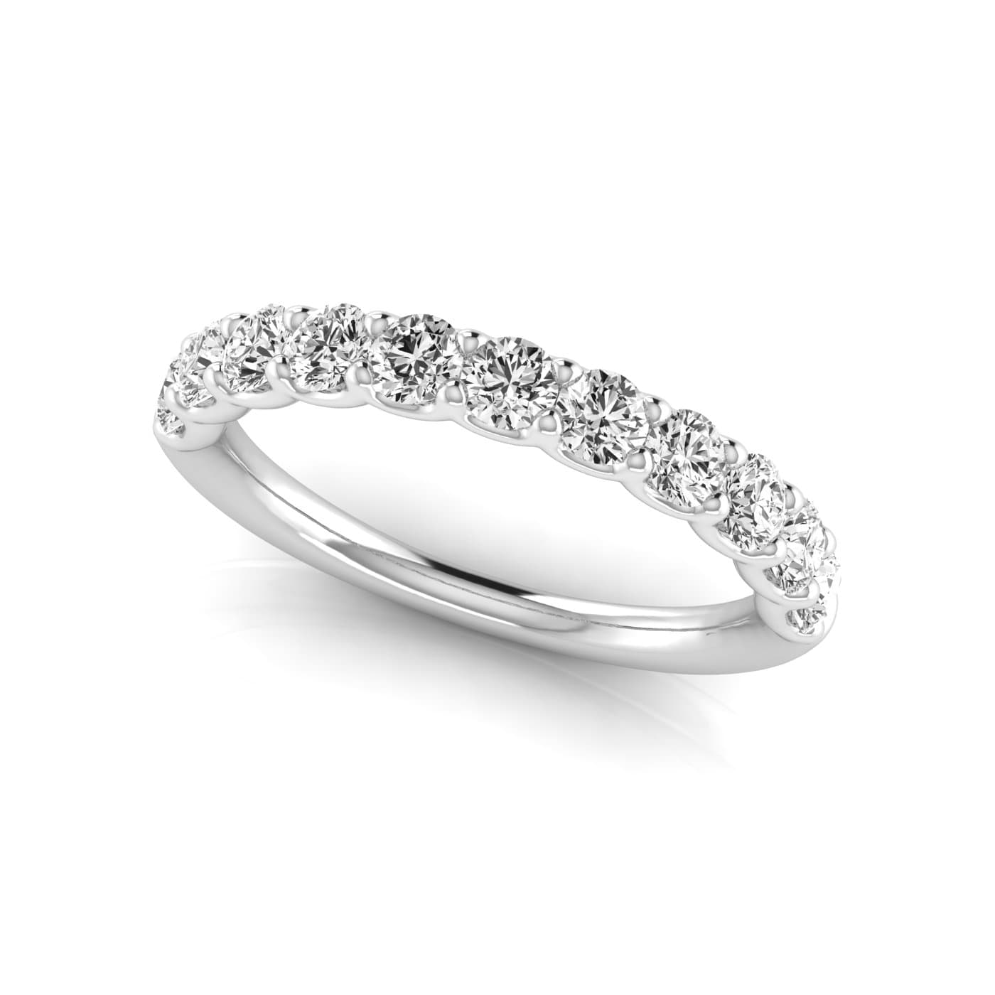 1/2 Spread Round Diamond Wedding Band (1.1 ct. tw.), On hand view in white gold or platinum