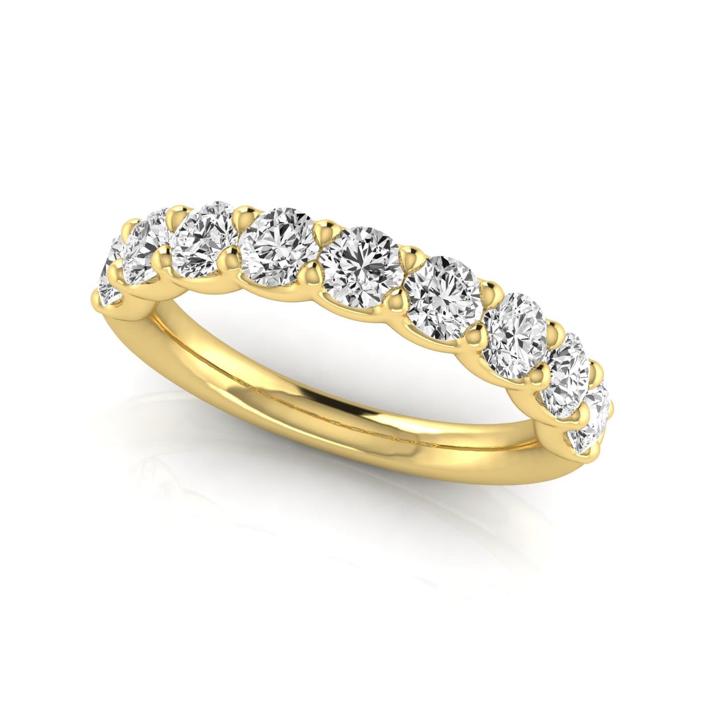 1/2 Spread Round Diamond Wedding Band (2 1/4 ct. tw.), On hand view in yellow gold