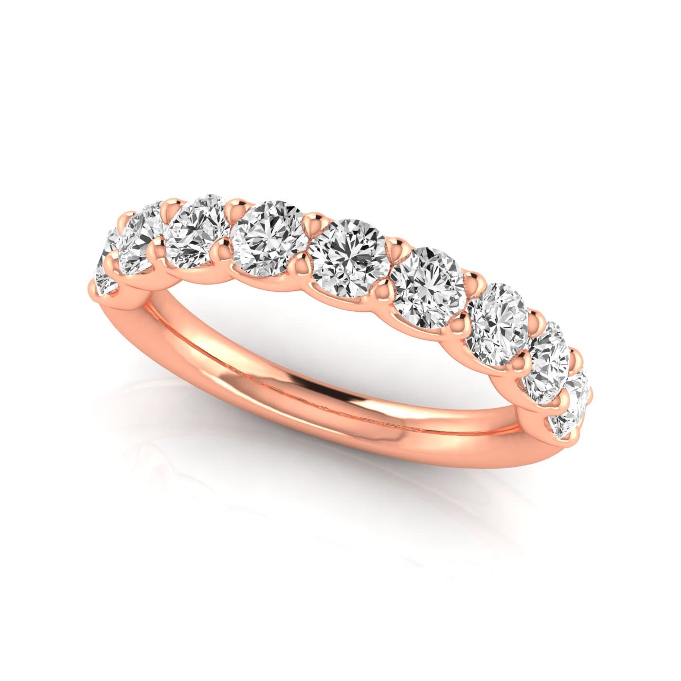 1/2 Spread Round Diamond Wedding Band (2 1/4 ct. tw.), On hand view in rose gold