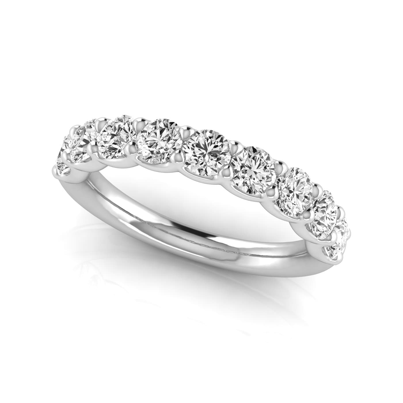 1/2 Spread Round Diamond Wedding Band (2 1/4 ct. tw.), On hand view in white gold or platinum