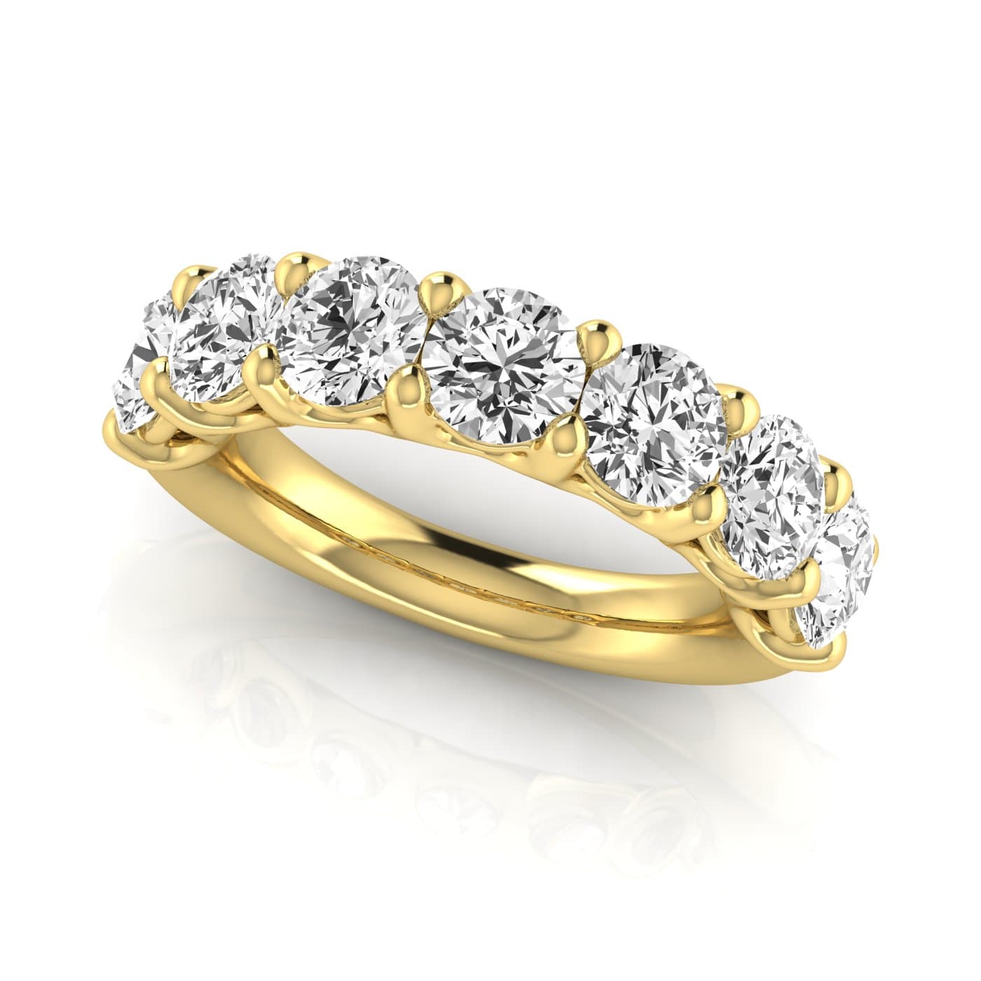1/2 Spread Round Diamond Wedding Band (3 1/2 ct. tw.), On hand view in yellow gold