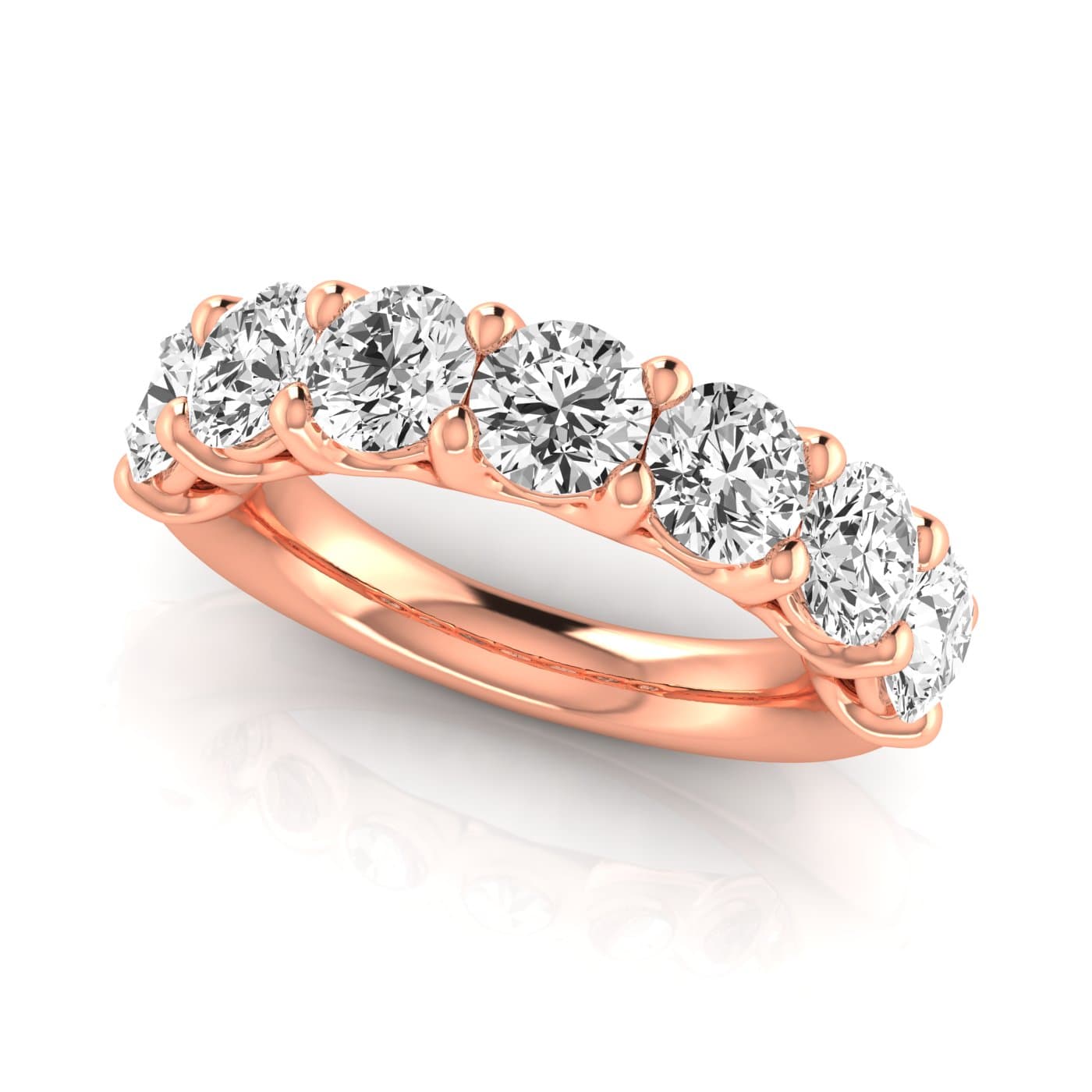 1/2 Spread Round Diamond Wedding Band (3 1/2 ct. tw.), On hand view in rose gold