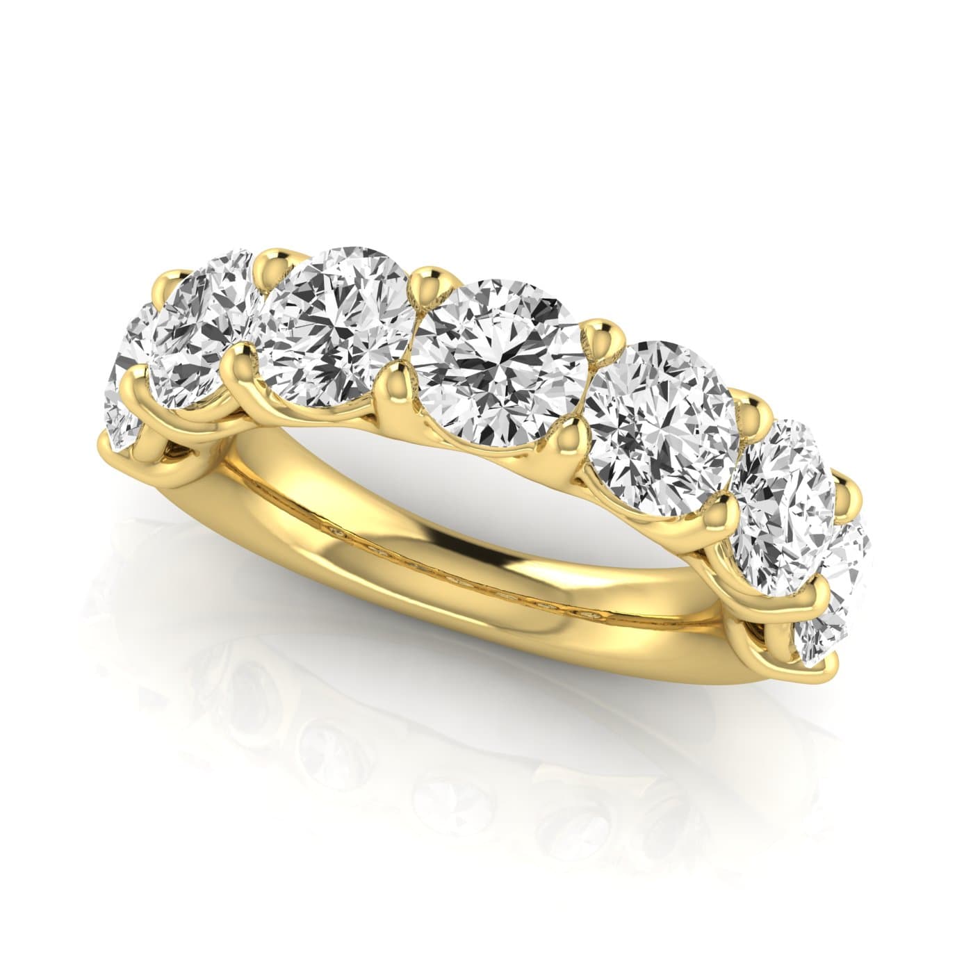 1/2 Spread Round Diamond Wedding Band (5 1/4 ct. tw.), On hand view in yellow gold
