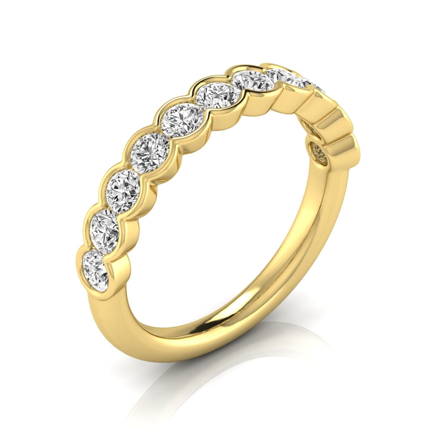 1/2 Spread Round Diamond Wedding Band (1.1 ct. tw.), Front view in yellow gold