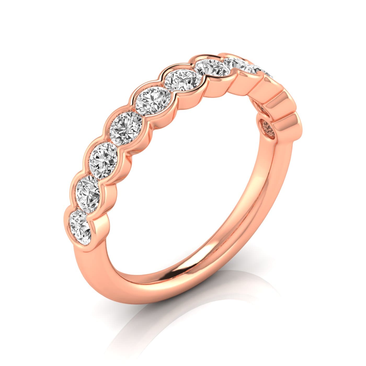 1/2 Spread Round Diamond Wedding Band (1.1 ct. tw.), Front view in rose gold