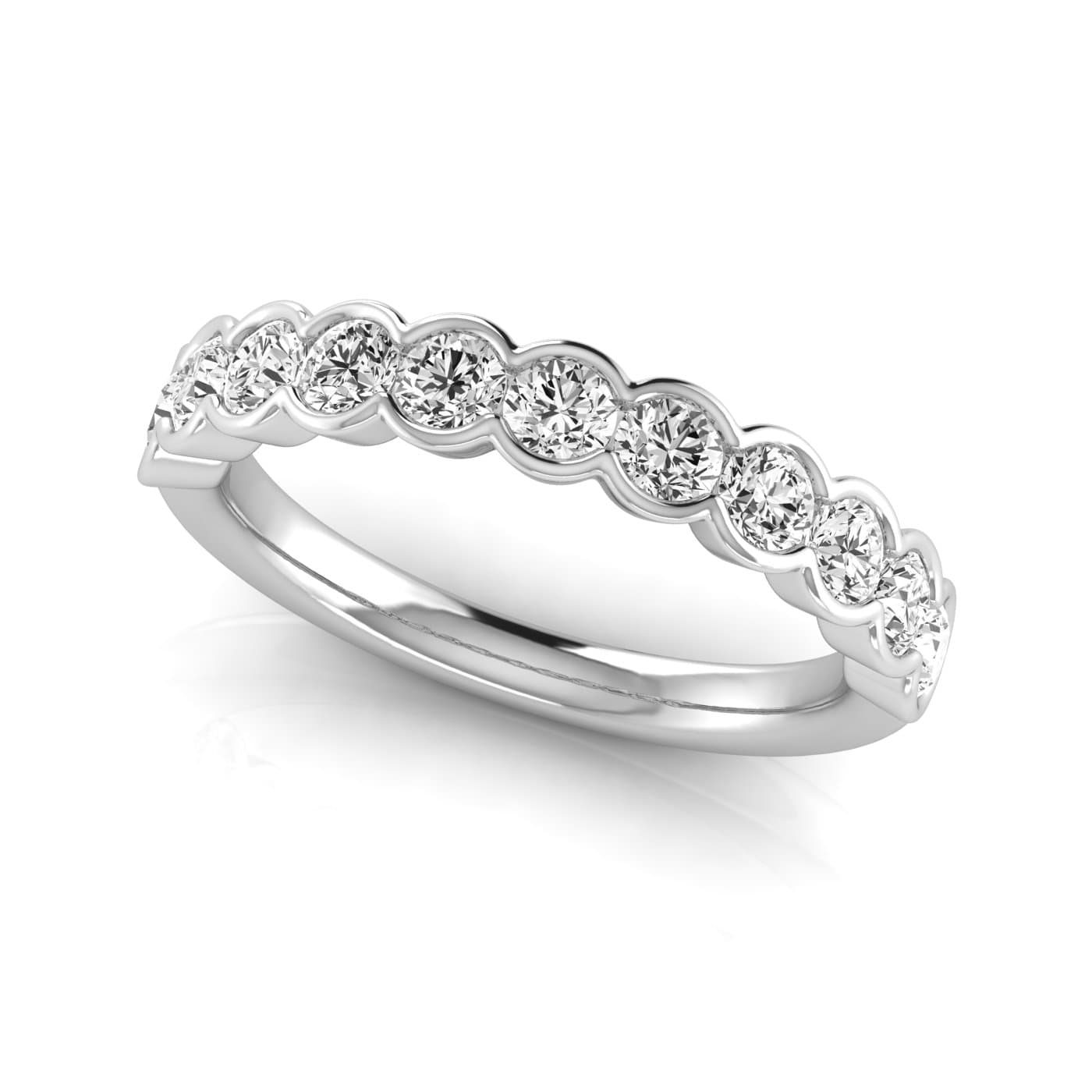 1/2 Spread Round Diamond Wedding Band (1.1 ct. tw.), On hand view in white gold or platinum