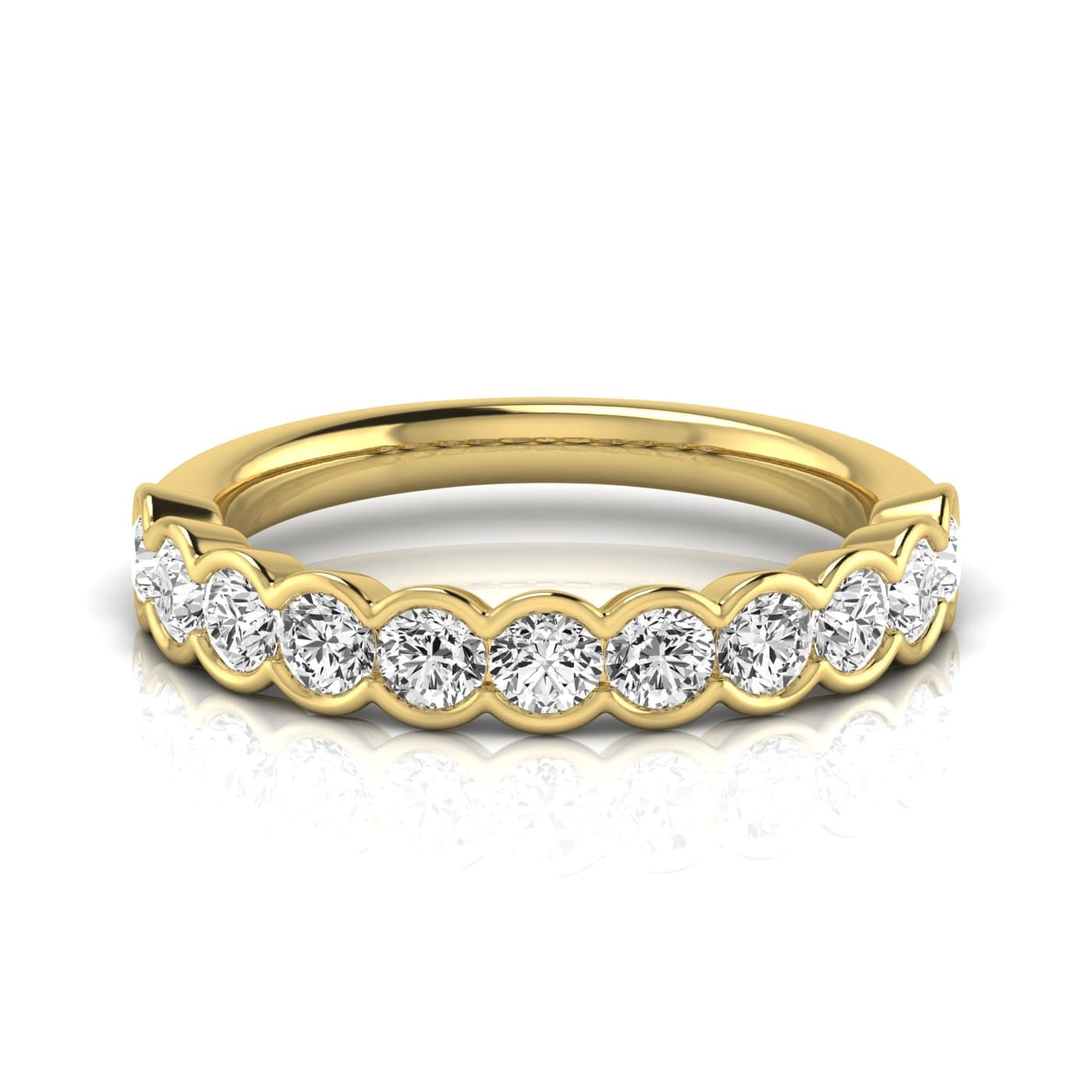 1/2 Spread Round Diamond Wedding Band (1.1 ct. tw.), Side view in yellow gold