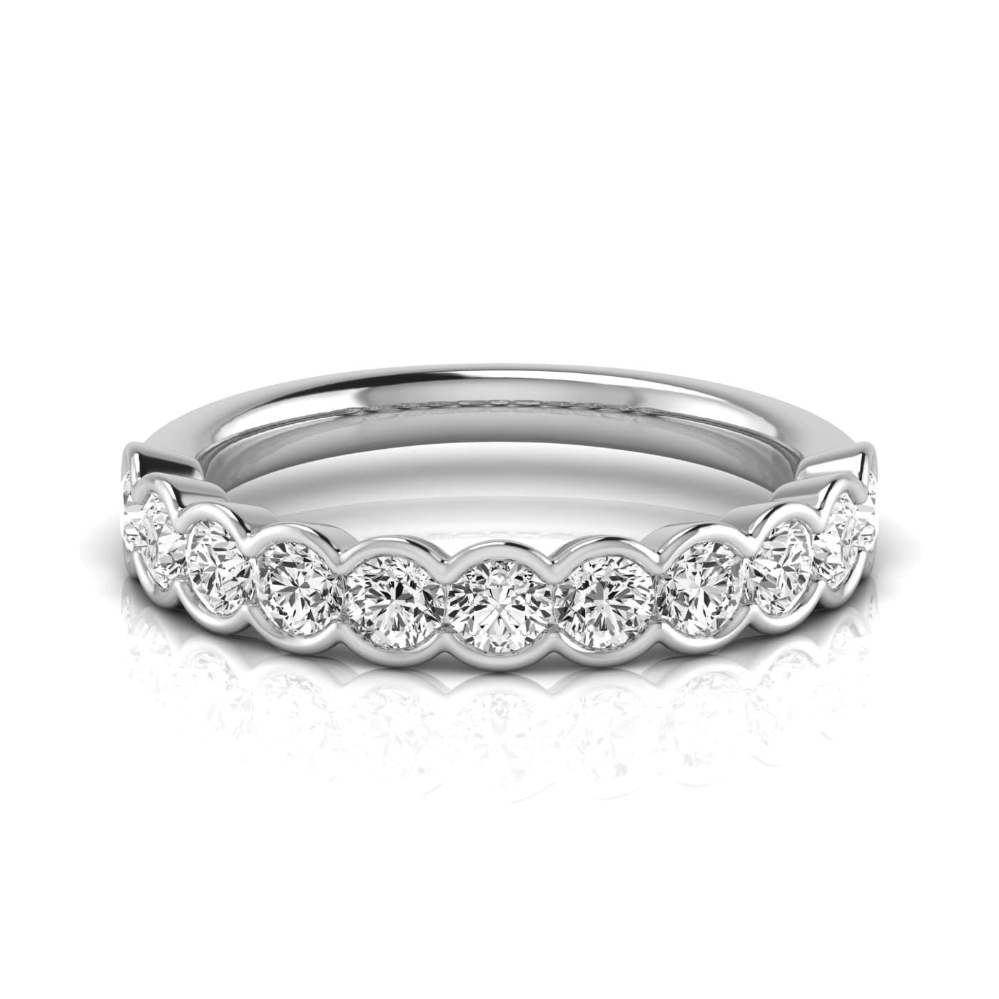 1/2 Spread Round Diamond Wedding Band (1.1 ct. tw.), Side view in white gold or platinum