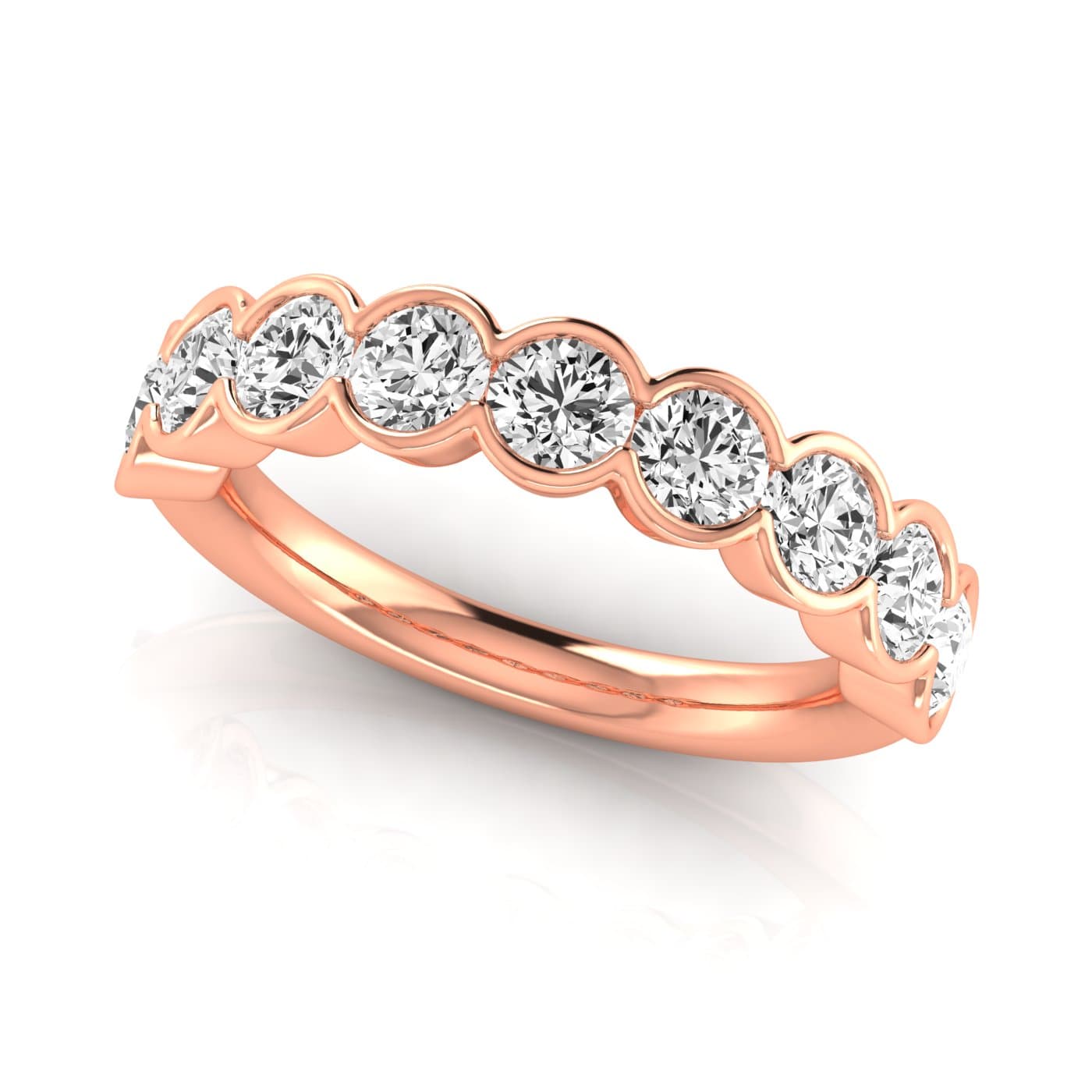 1/2 Spread Round Diamond Wedding Band (2 1/4 ct. tw.), On hand view in rose gold