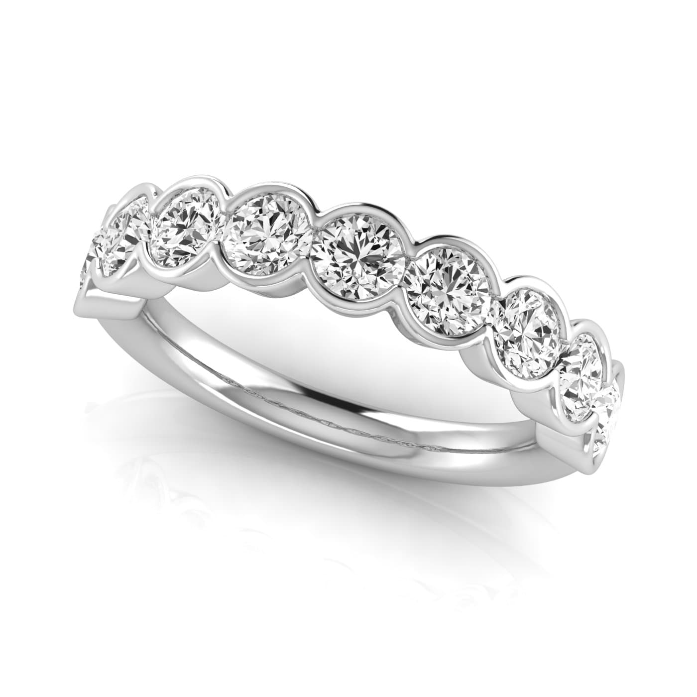1/2 Spread Round Diamond Wedding Band (2 1/4 ct. tw.), On hand view in white gold or platinum