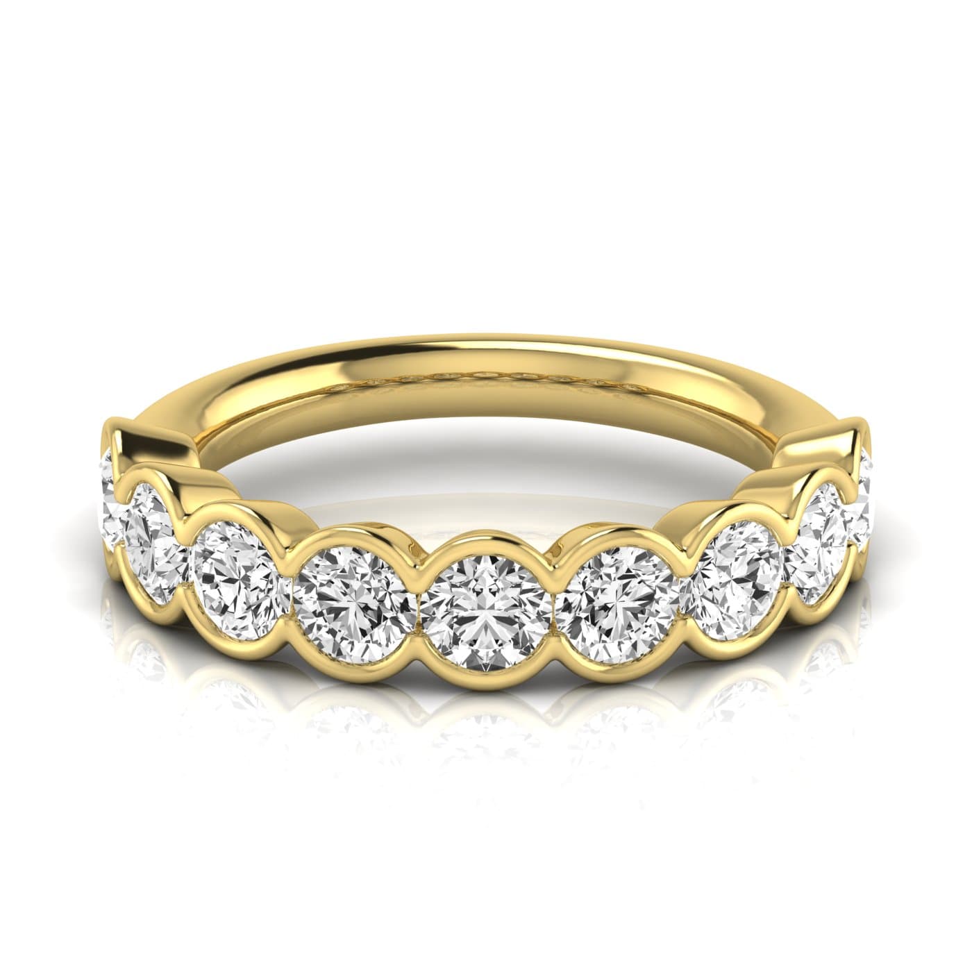 1/2 Spread Round Diamond Wedding Band (2 1/4 ct. tw.), Side view in yellow gold