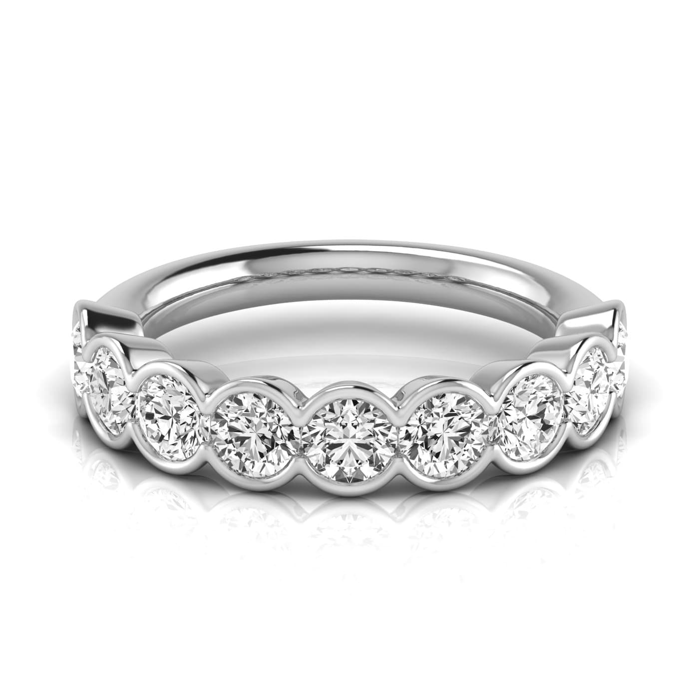 1/2 Spread Round Diamond Wedding Band (2 1/4 ct. tw.), Side view in white gold or platinum