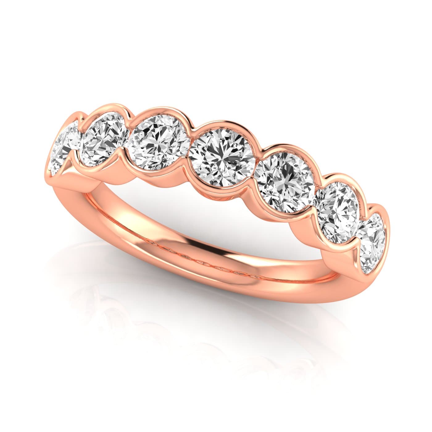 1/2 Spread Round Diamond Wedding Band (2.31 ct. tw.), On hand view in rose gold