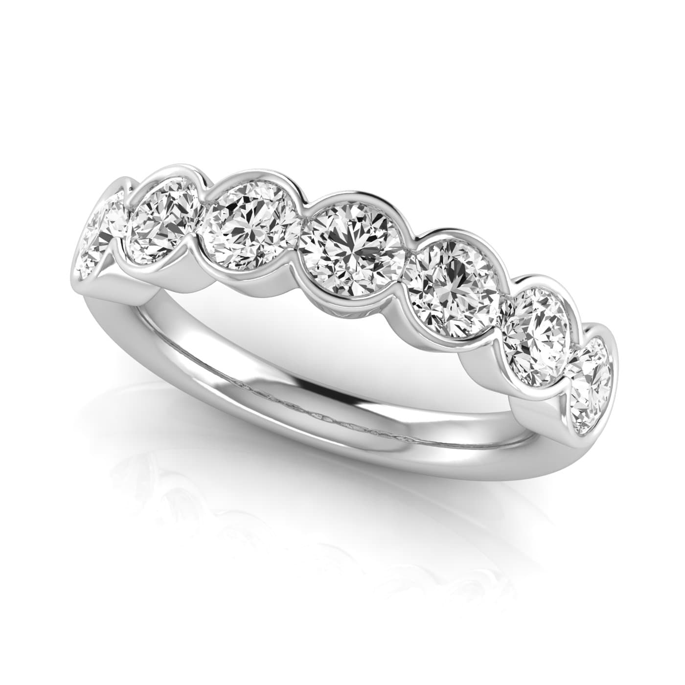 1/2 Spread Round Diamond Wedding Band (2.31 ct. tw.), On hand view in white gold or platinum