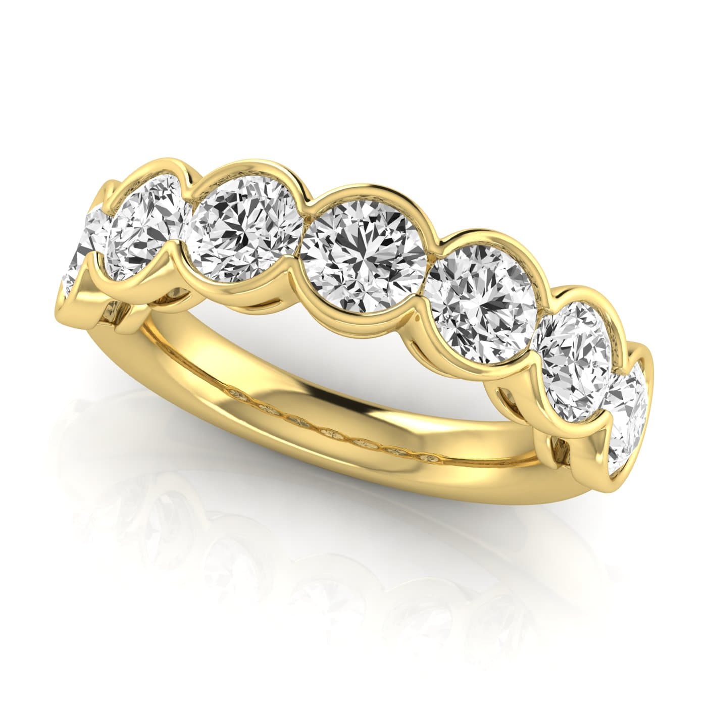 1/2 Spread Round Diamond Wedding Band (3 1/2 ct. tw.), On hand view in yellow gold
