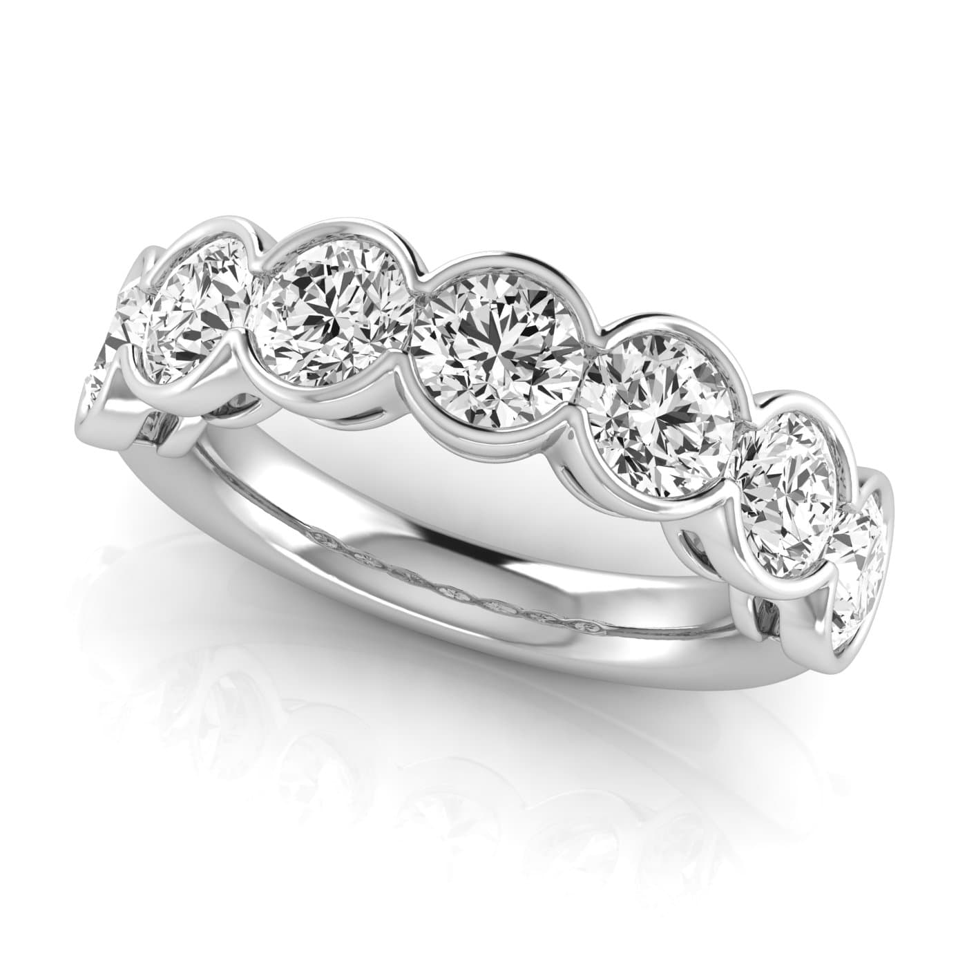 1/2 Spread Round Diamond Wedding Band (3 1/2 ct. tw.), On hand view in white gold or platinum