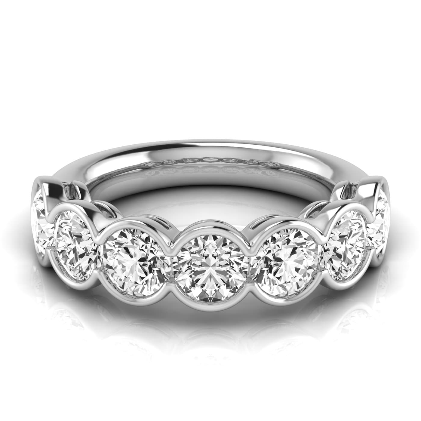 1/2 Spread Round Diamond Wedding Band (3 1/2 ct. tw.), Side view in white gold or platinum