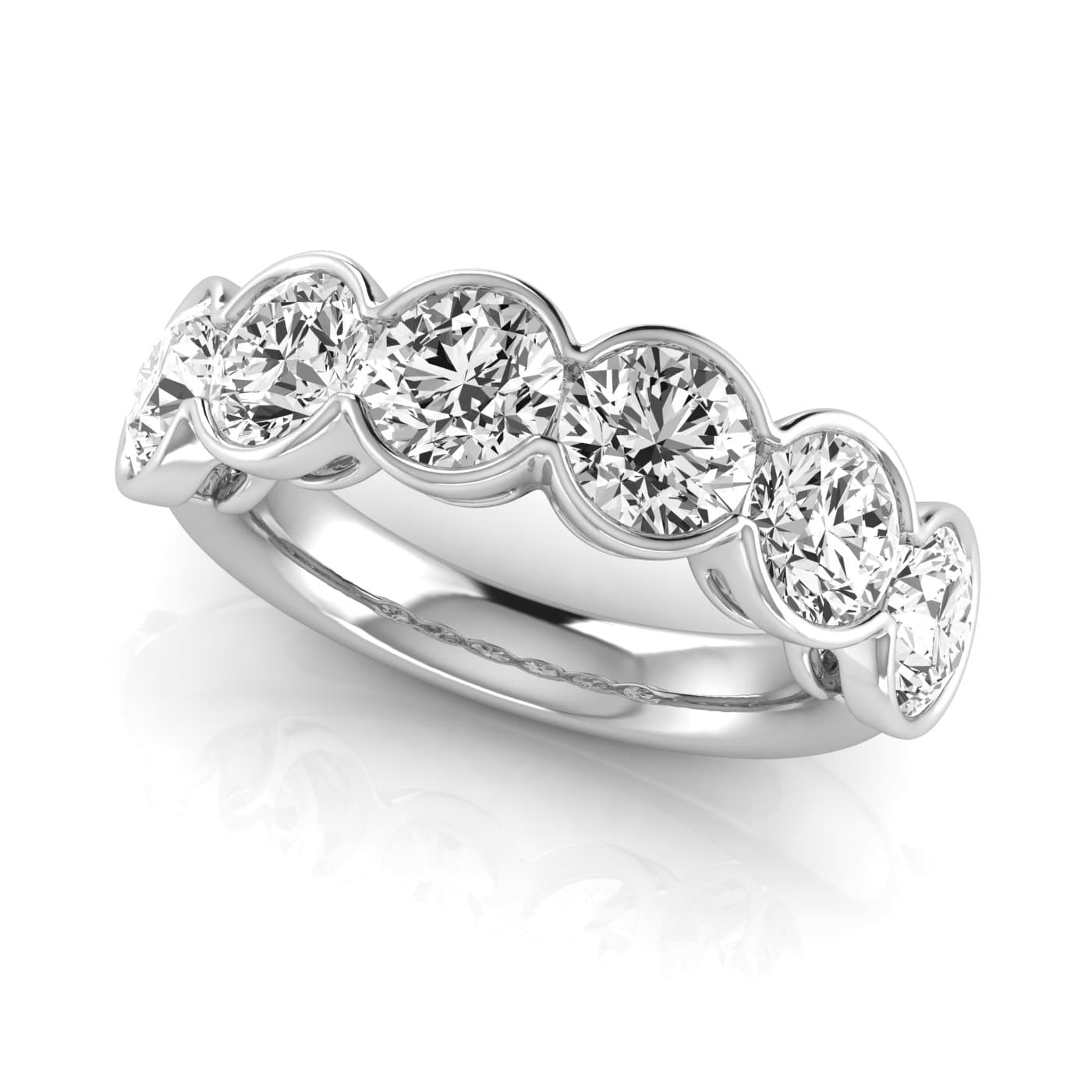 1/2 Spread Round Diamond Wedding Band (4 1/2 ct. tw.), On hand view in white gold or platinum