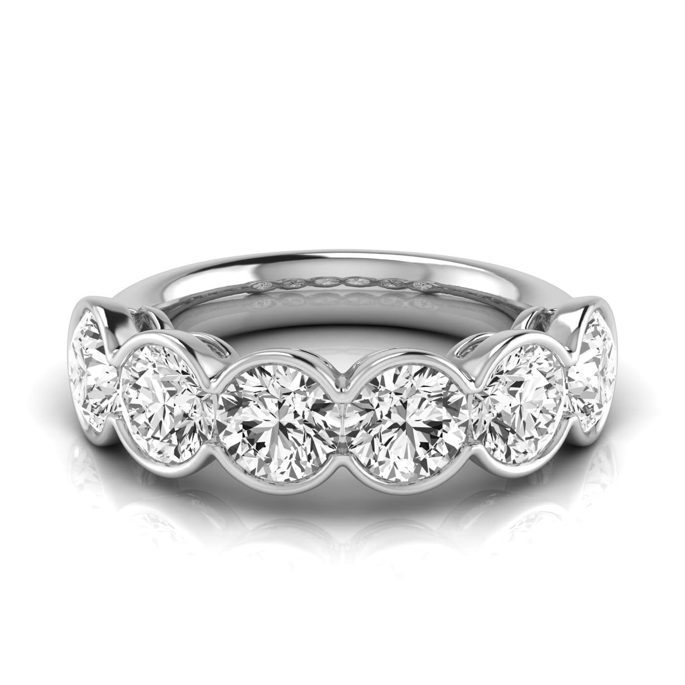 1/2 Spread Round Diamond Wedding Band (4 1/2 ct. tw.), Side view in white gold or platinum
