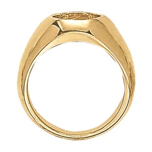 Men's Oval Cabochon Gemstone Ring, Side view in white gold or platinum