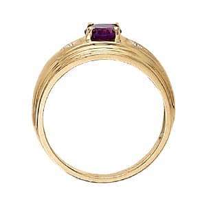 Men's Oval Gemstone Ring (0.03 ct. tw.), Side view in white gold or platinum
