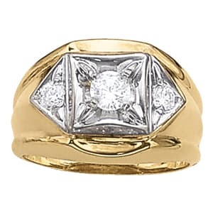 Men's 3-Stone Ring — Hollow — View 1
