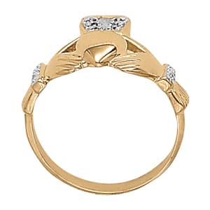 Men's Claddagh Ring (0.08 ct. tw.), Side view in white gold or platinum