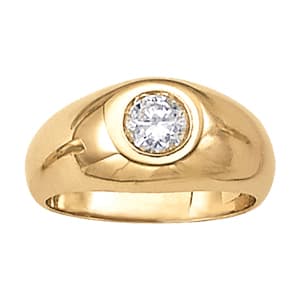 Gents Ring Solitaires — White Gold