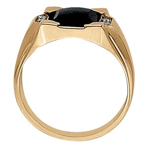Men's Ring Onyx (0.05 ct. tw.), Side view in white gold or platinum