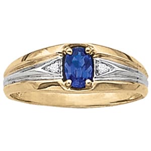 Gents Ring Color-center Rhodiumed — View 1