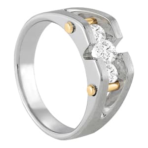 Men's Ring Channel Bands (3/4 ct. tw.), Side view in white gold or platinum