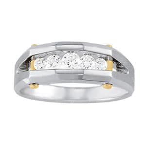 Gents Ring Channel Bands — 1/4 CT — View 1