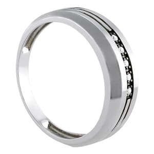 Men's Ring Channel Bands (0.05 ct. tw.), Side view in white gold or platinum