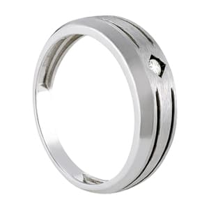 Men's Ring Solitaire, Side view in white gold or platinum