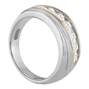 Channel Set Men's Wedding Rings (1.02 ct. tw.), Side view in white gold or platinum
