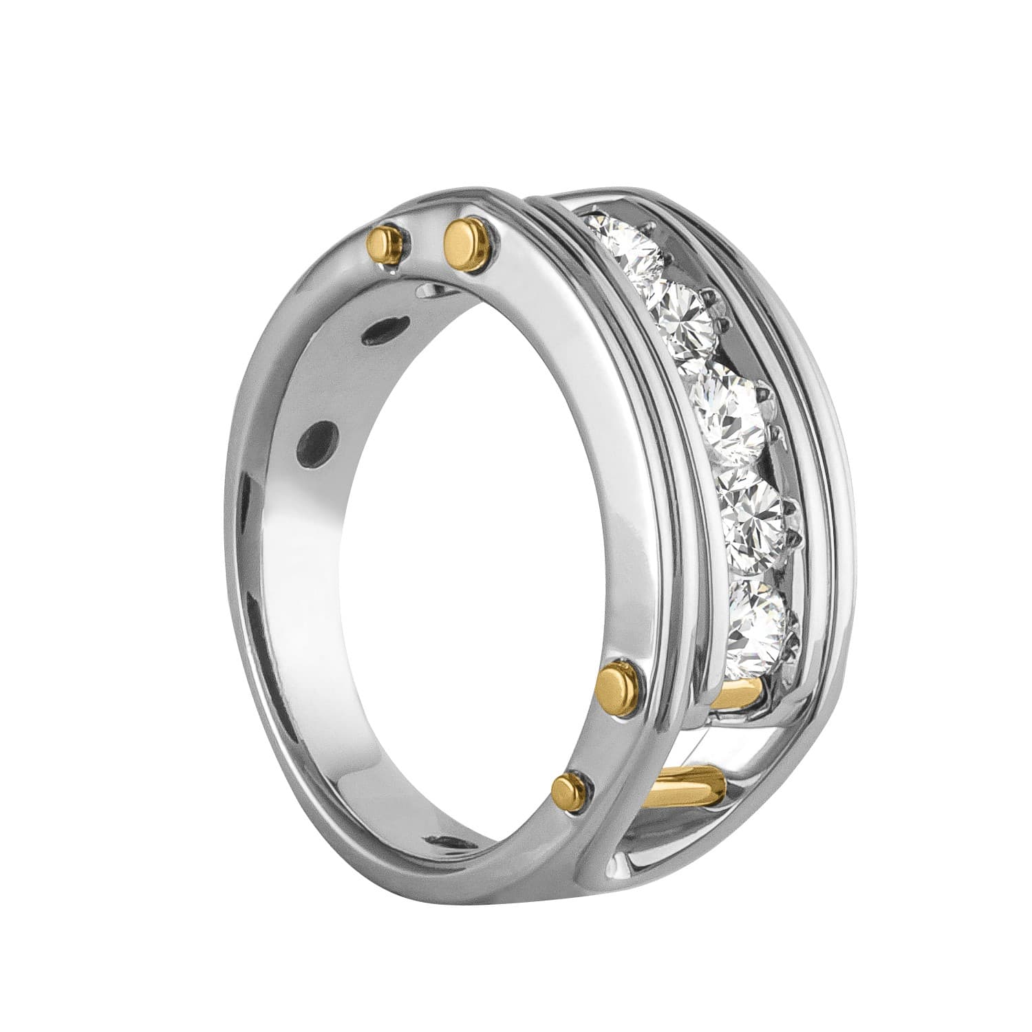 Men's Diamond Wedding Bands (3/4 ct. tw.), Side view in white gold or platinum