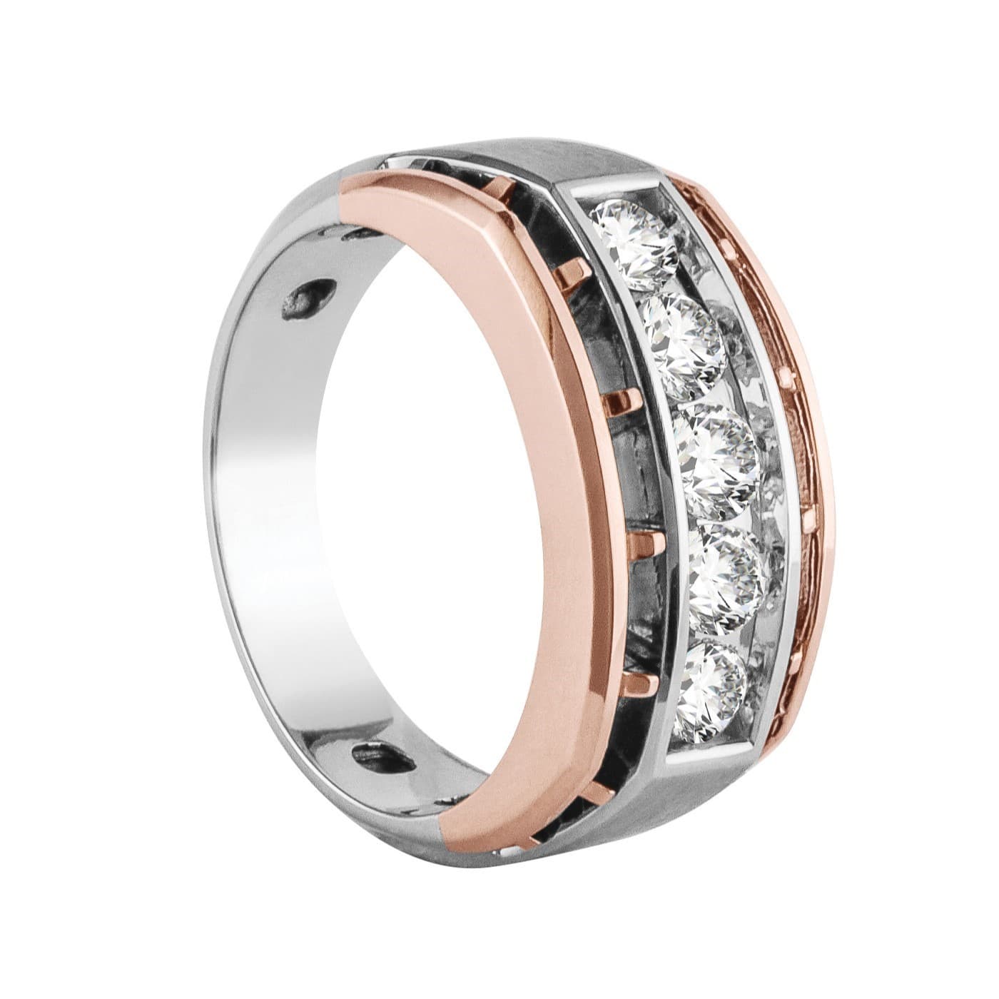Men's Diamond Wedding Bands (3/4 ct. tw.), Side view in white gold or platinum