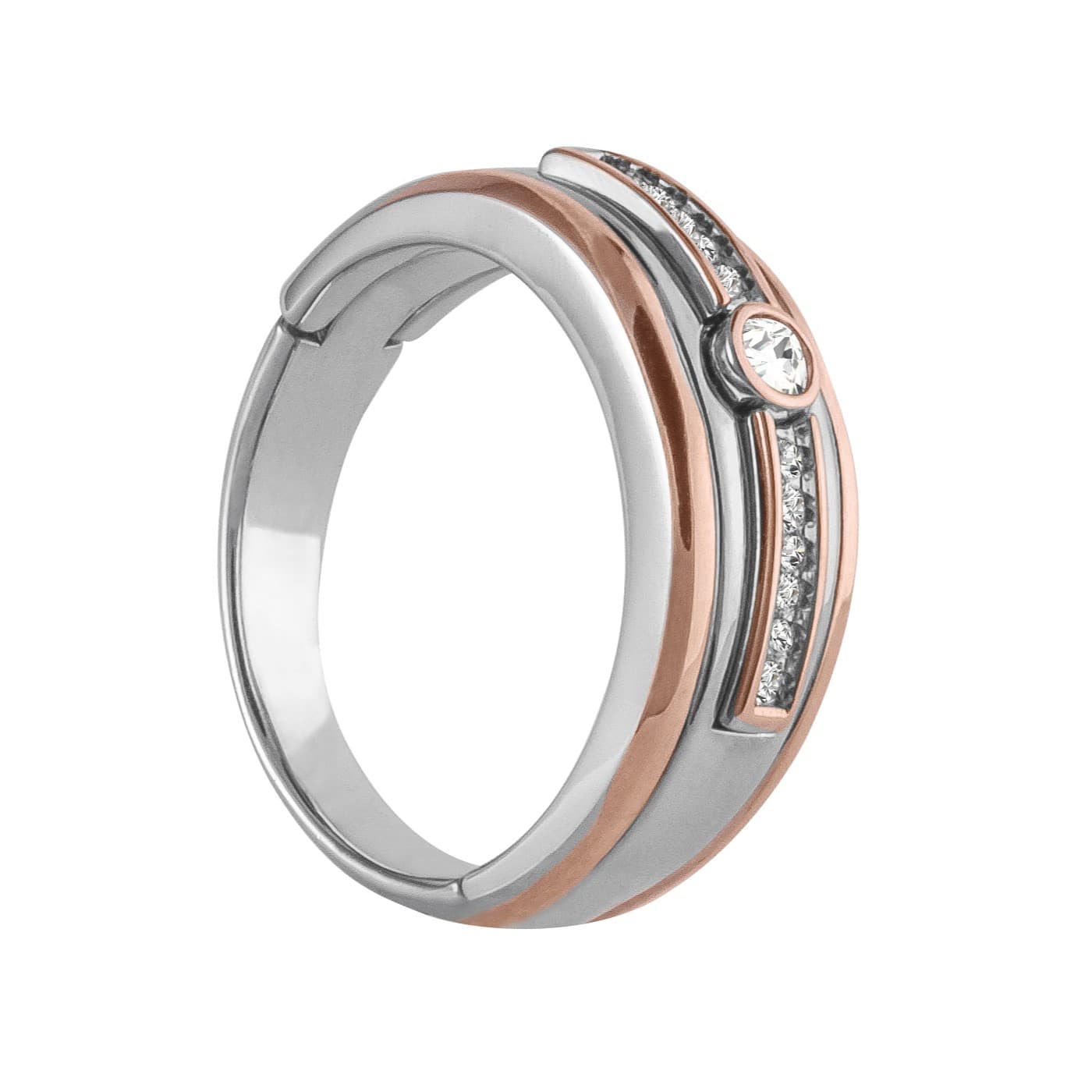 Men's Fashion Ring (1/8 ct. tw.), Side view in white gold or platinum