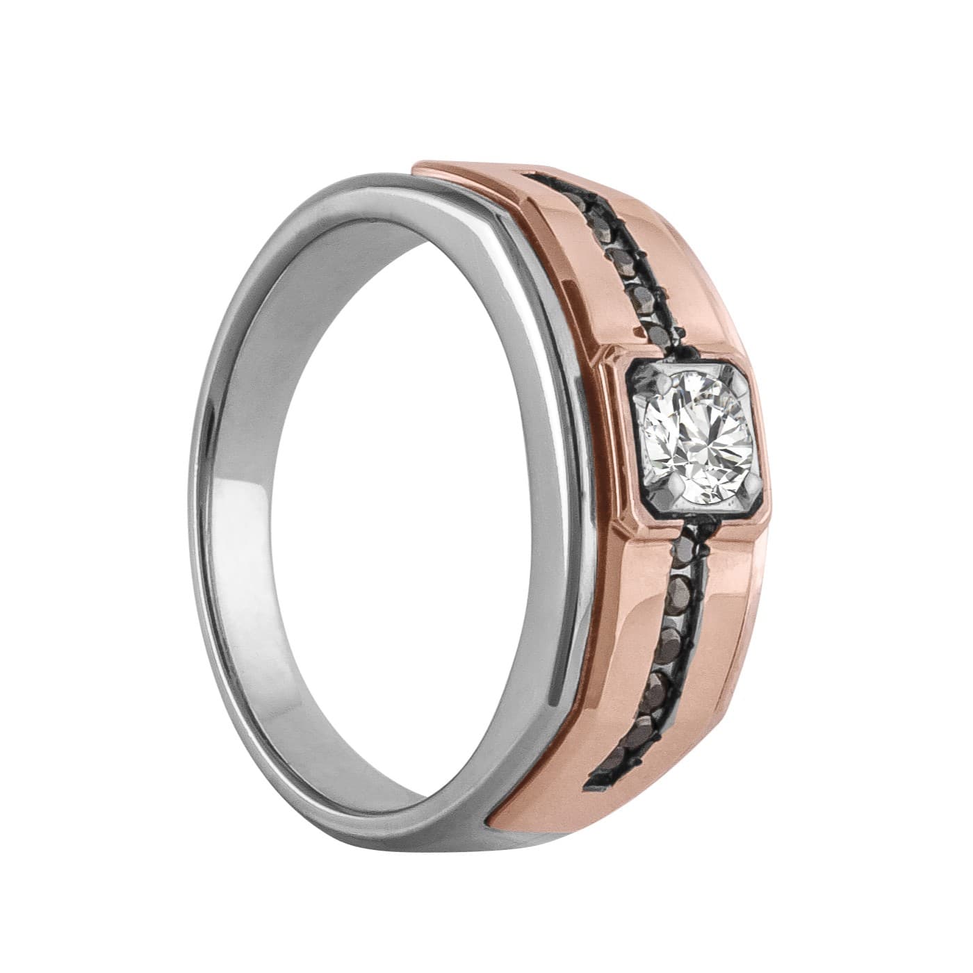 Men's with Round Diamond Band with Bright Finish (0.15 ct. tw.), Side view in white gold or platinum