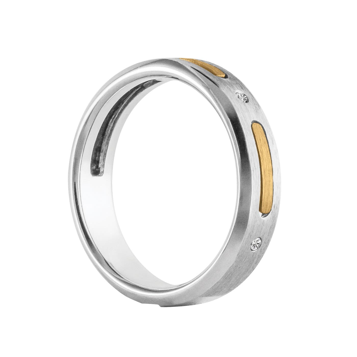 Men's Diamond Accent Band Satin Finish (0.03 ct. tw.), Side view in white gold or platinum